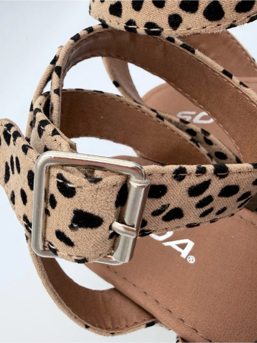 Cheetah Espadrille Flatform Sandal Ankle Strap Platform Wedge Soda Size 6 Beach